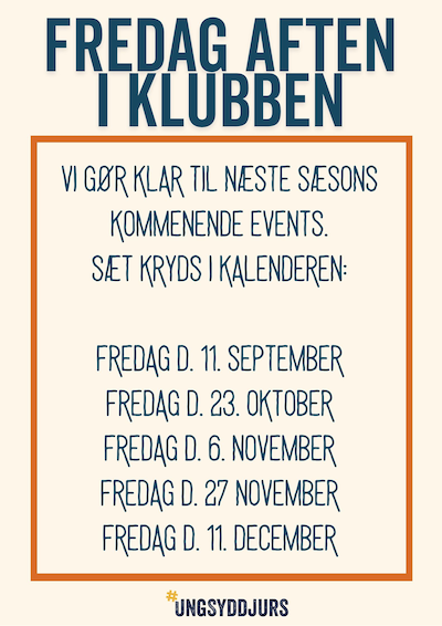 Oversigt fredag i klubben