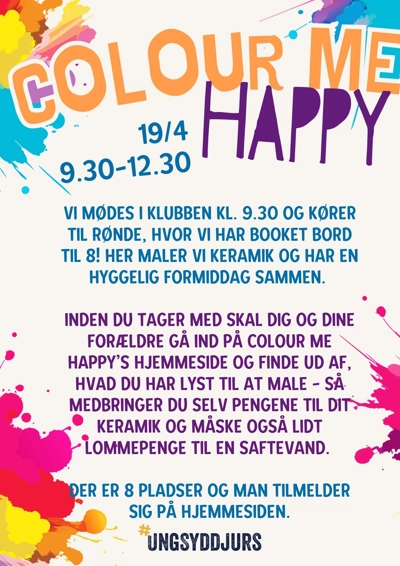 Colour me happy tilmelding, farvesplatter