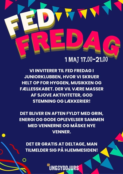 Fed Fredag plakat - guirlande og konfetti