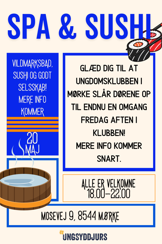 Spa og sushi plakat. sushi og vildmarksbad