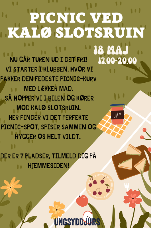 Picnic i det fri, mad, græs, blomster, plakat